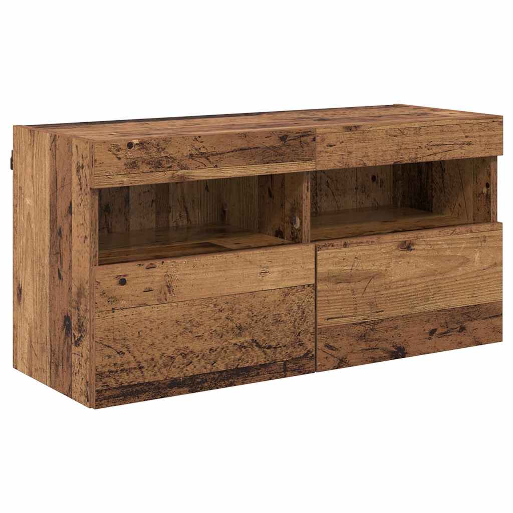 TV vægskab 80 x 30 x 40 cm Gammelt træ Konstrueret træ