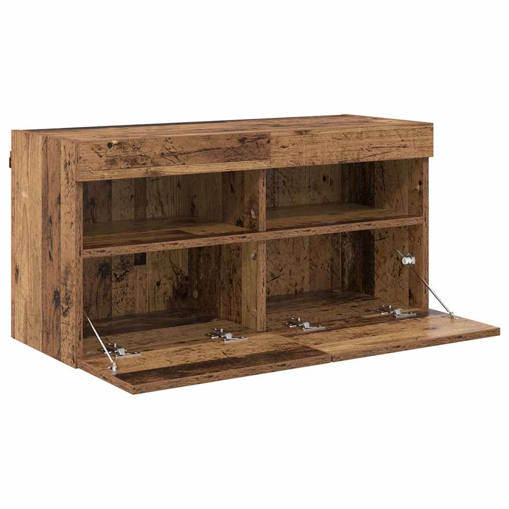 TV vægskab 80 x 30 x 40 cm Gammelt træ Konstrueret træ