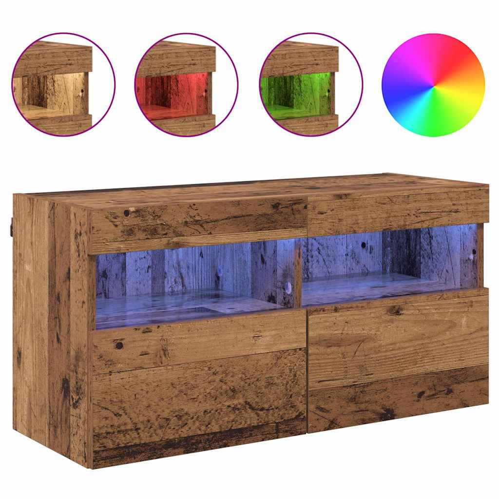 TV vægskab 80 x 30 x 40 cm Gammelt træ Konstrueret træ