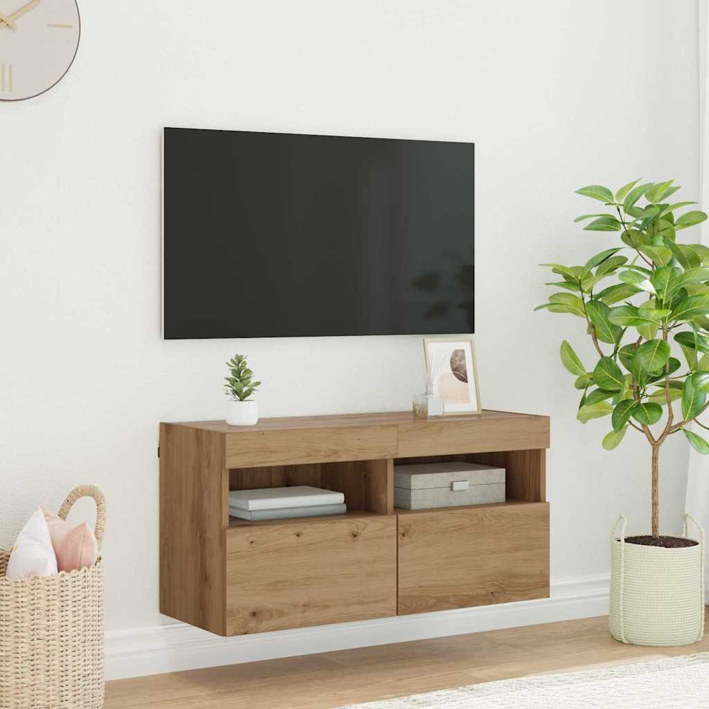 TV vægskab 80 x 30 x 40 cm Artisan Egetræ Konstrueret træ