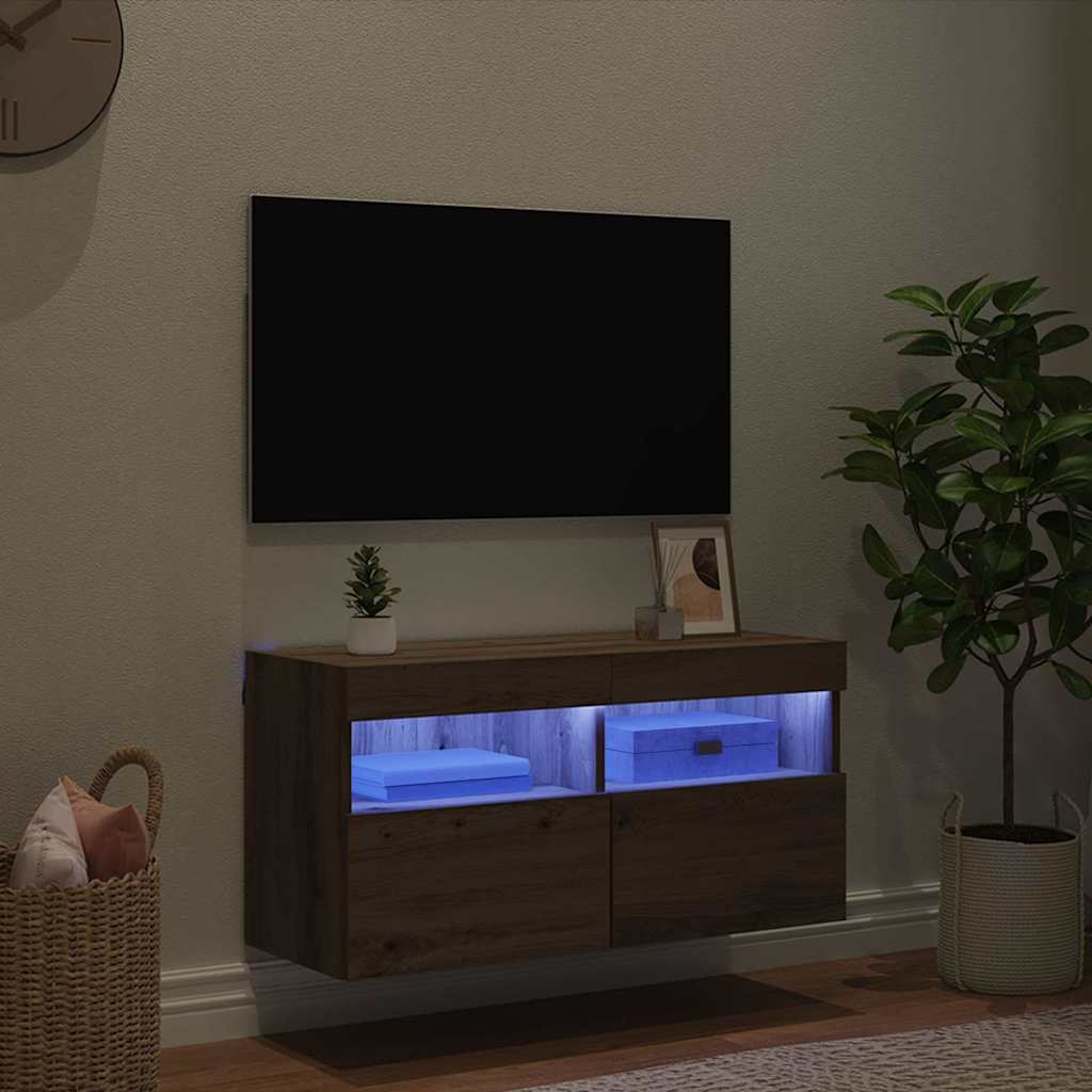 TV vægskab 80 x 30 x 40 cm Artisan Egetræ Konstrueret træ