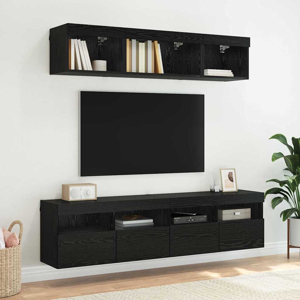 TV vægskab 80 x 30 x 40 cm Sort eg Konstrueret træ
