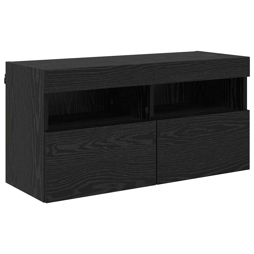 TV vægskab 80 x 30 x 40 cm Sort eg Konstrueret træ