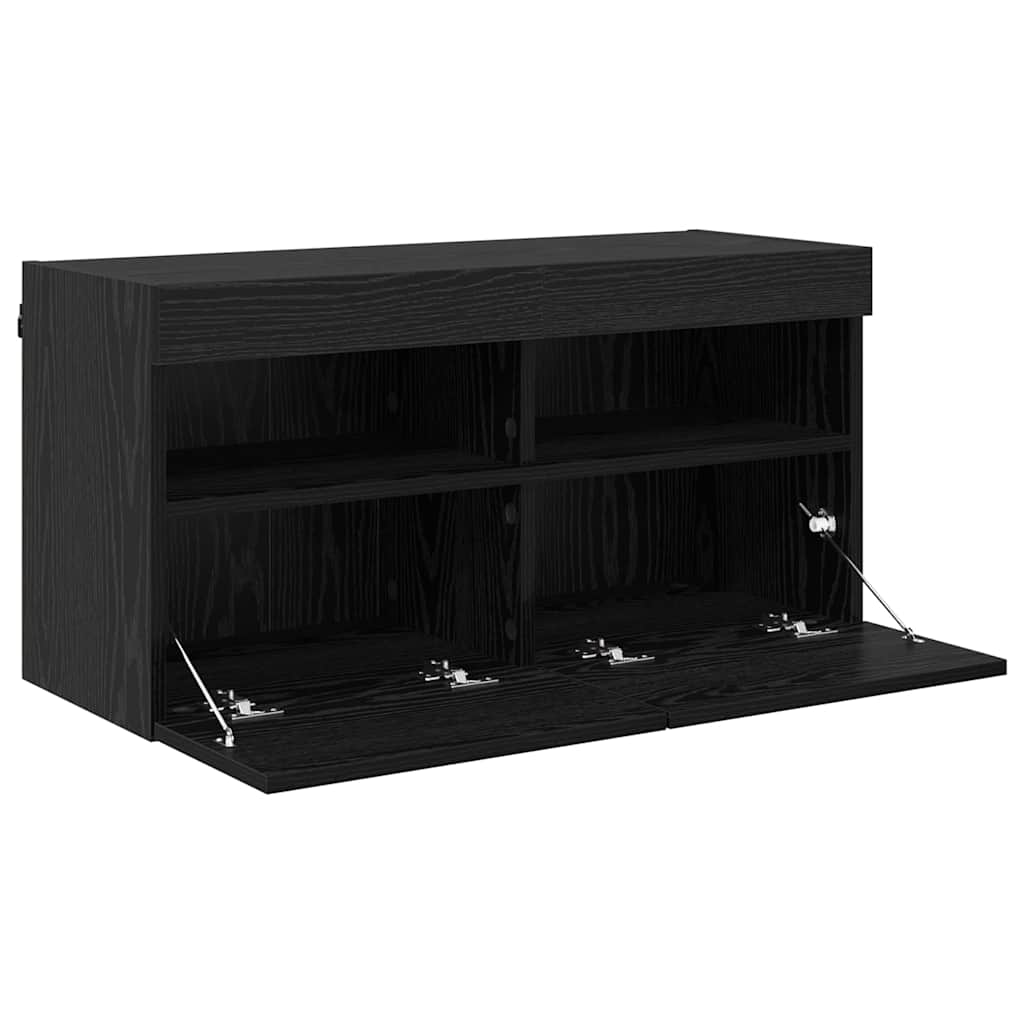 TV vægskab 80 x 30 x 40 cm Sort eg Konstrueret træ