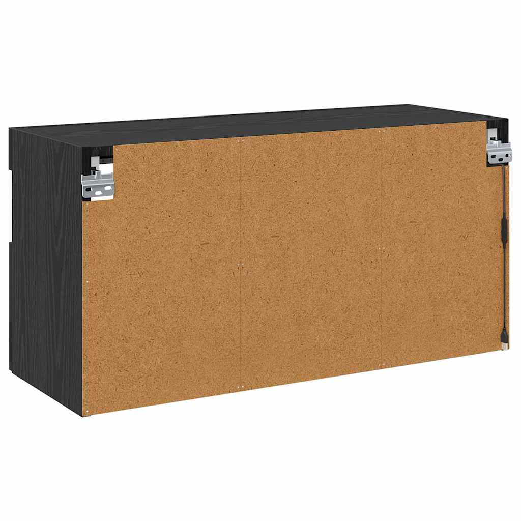 TV vægskab 80 x 30 x 40 cm Sort eg Konstrueret træ
