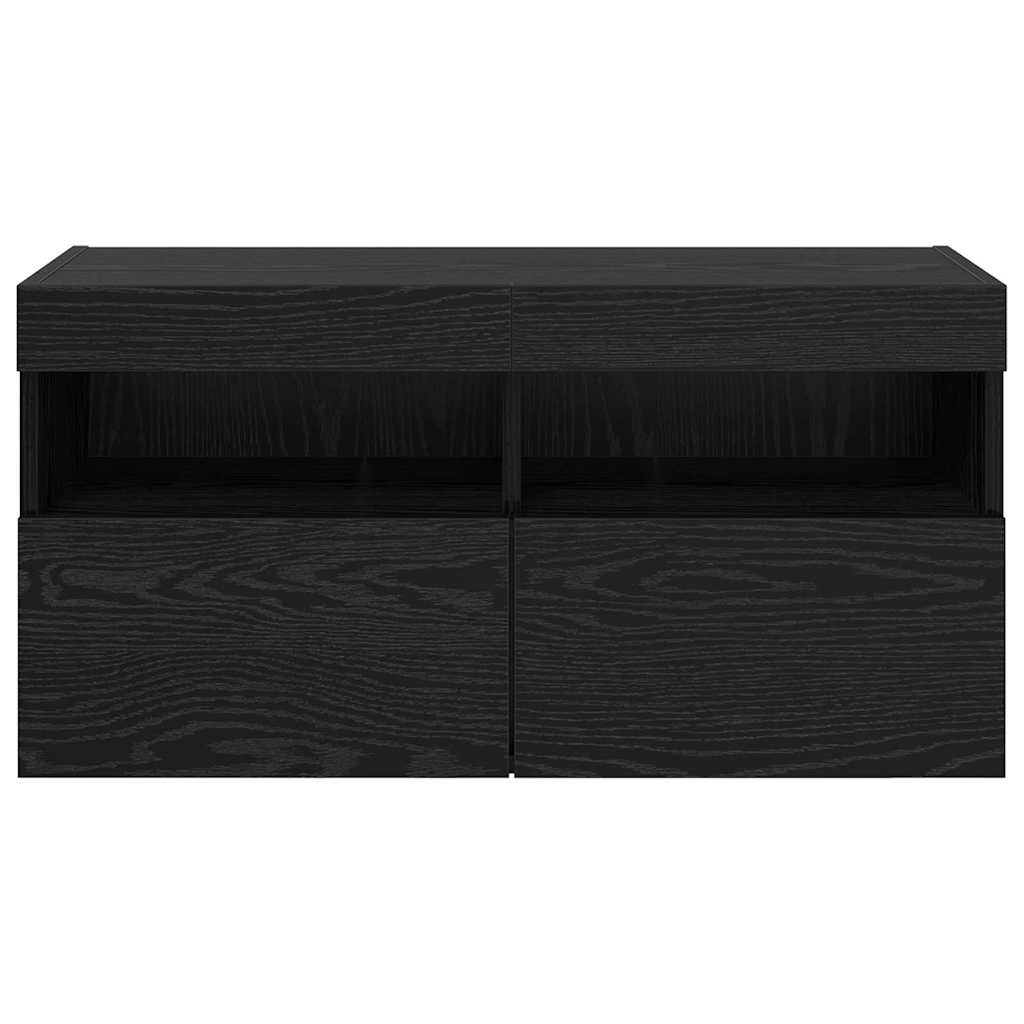 TV vægskab 80 x 30 x 40 cm Sort eg Konstrueret træ