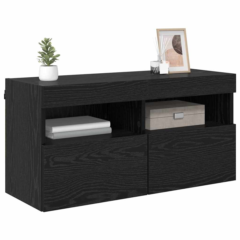 TV vægskab 80 x 30 x 40 cm Sort eg Konstrueret træ