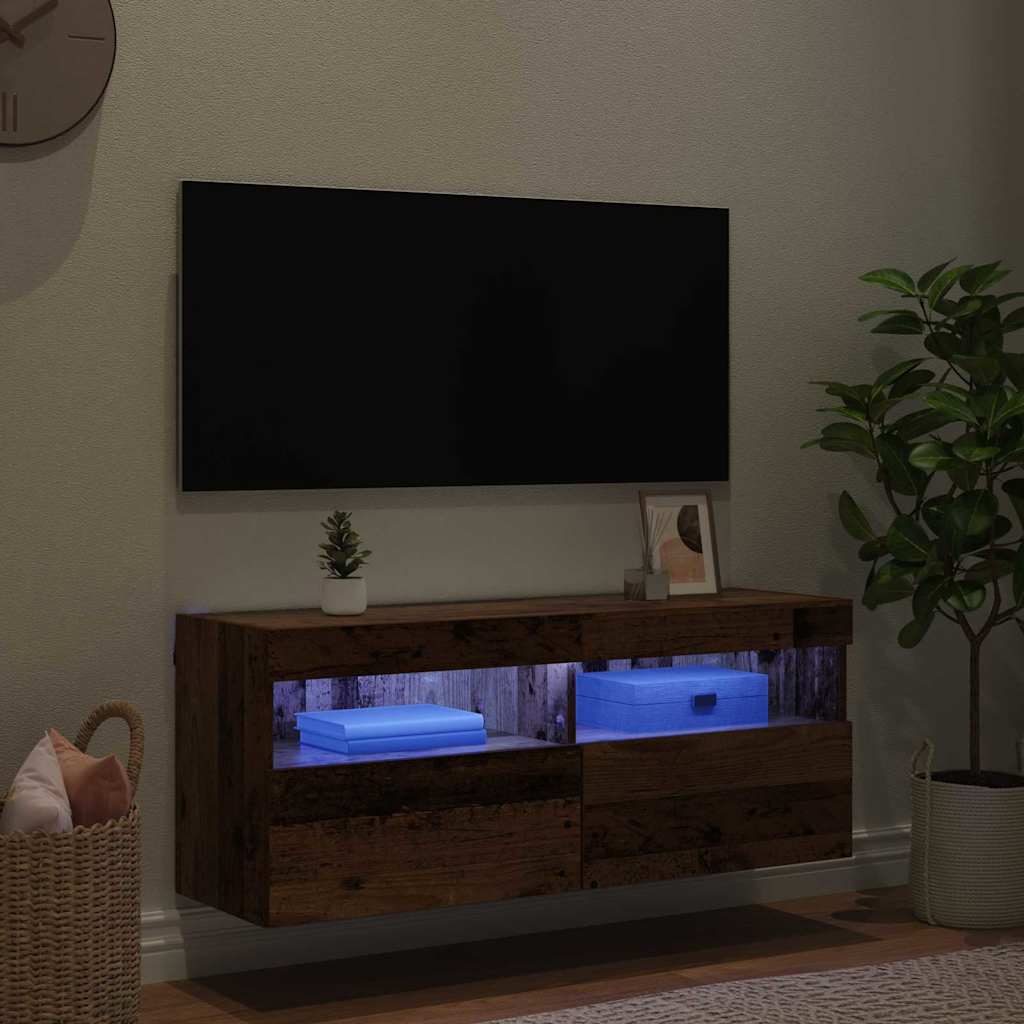 TV vægskab 100 x 30 x 40 cm Gammelt træ Konstrueret træ