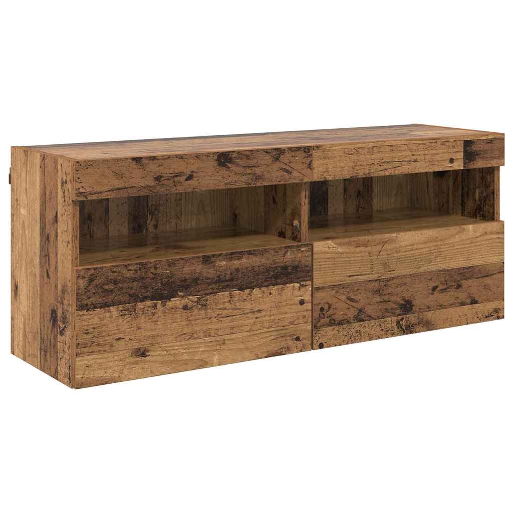 TV vægskab 100 x 30 x 40 cm Gammelt træ Konstrueret træ
