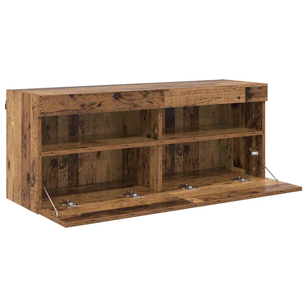 TV vægskab 100 x 30 x 40 cm Gammelt træ Konstrueret træ