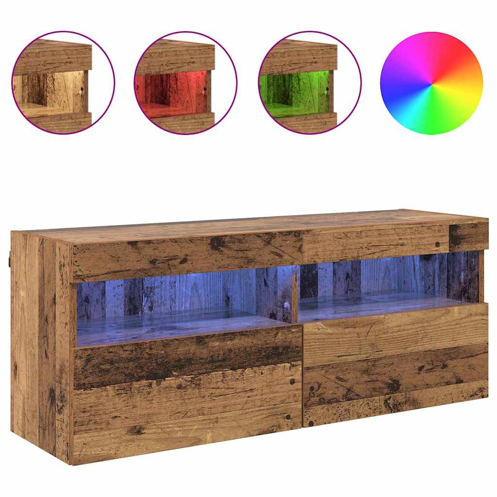 TV vægskab 100 x 30 x 40 cm Gammelt træ Konstrueret træ