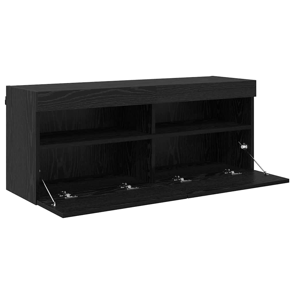 TV vægskab 100 x 30 x 40 cm Sort eg Konstrueret træ