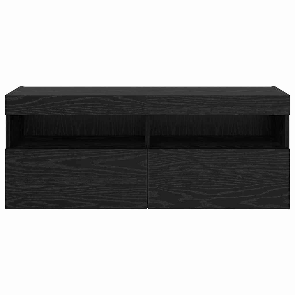 TV vægskab 100 x 30 x 40 cm Sort eg Konstrueret træ