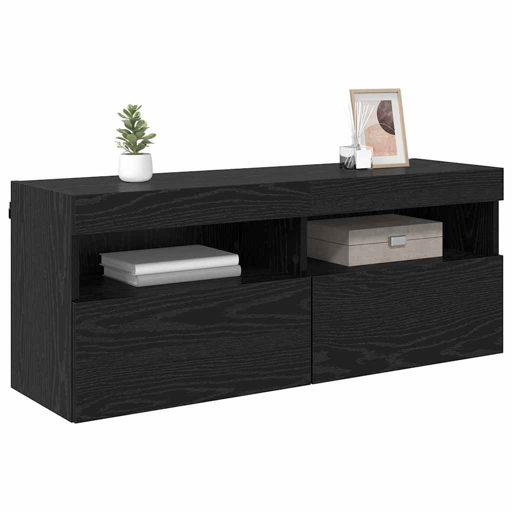TV vægskab 100 x 30 x 40 cm Sort eg Konstrueret træ