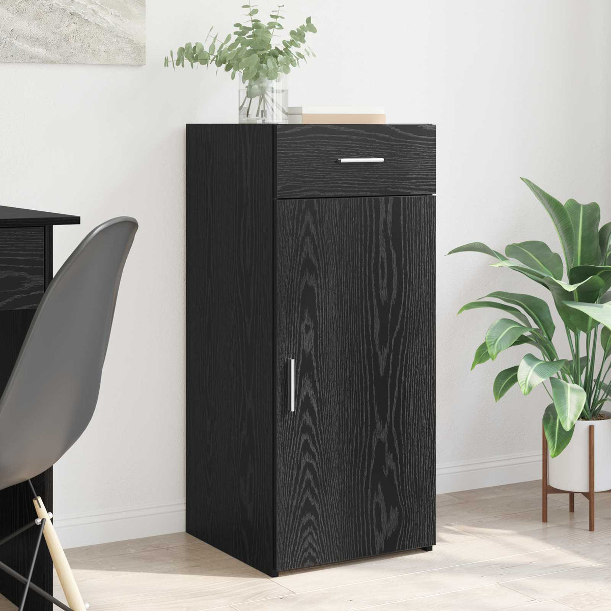 Opbevaringsskab Sort Eg 40 x 42,5 x 93 cm Konstrueret træ