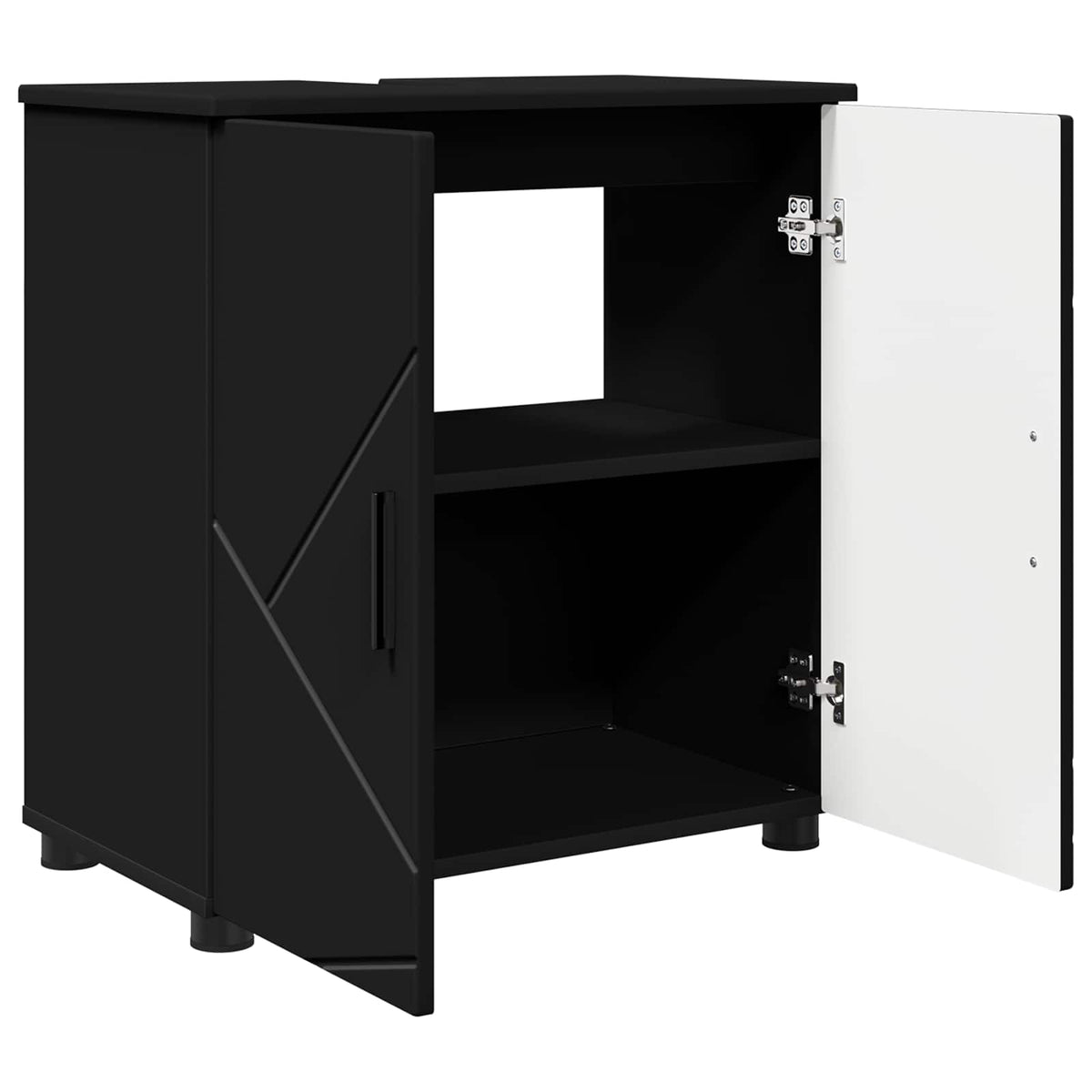 Badeværelsesskab Sort 61 x 35 x 64 cm Konstrueret træ, Metal