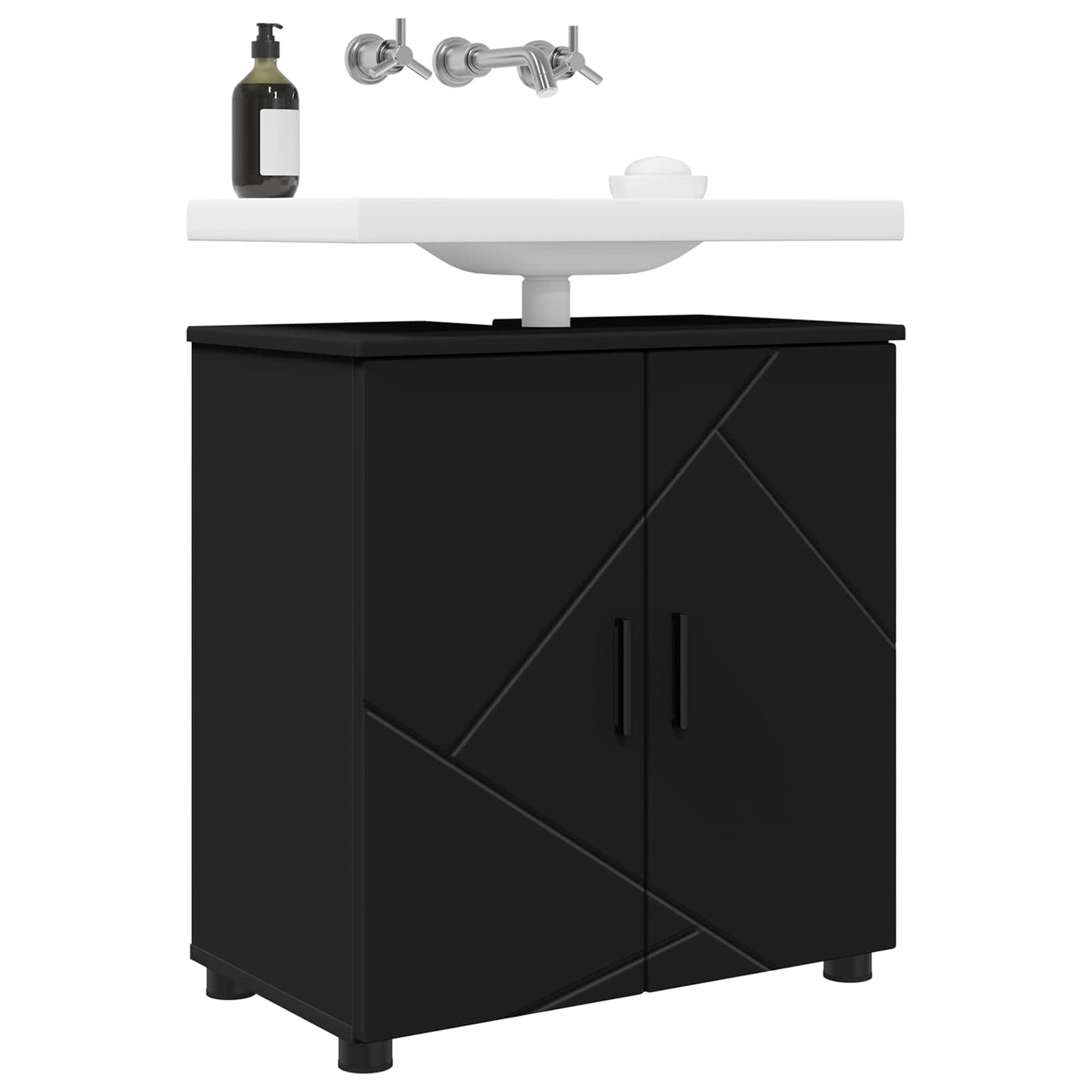 Badeværelsesskab Sort 61 x 35 x 64 cm Konstrueret træ, Metal
