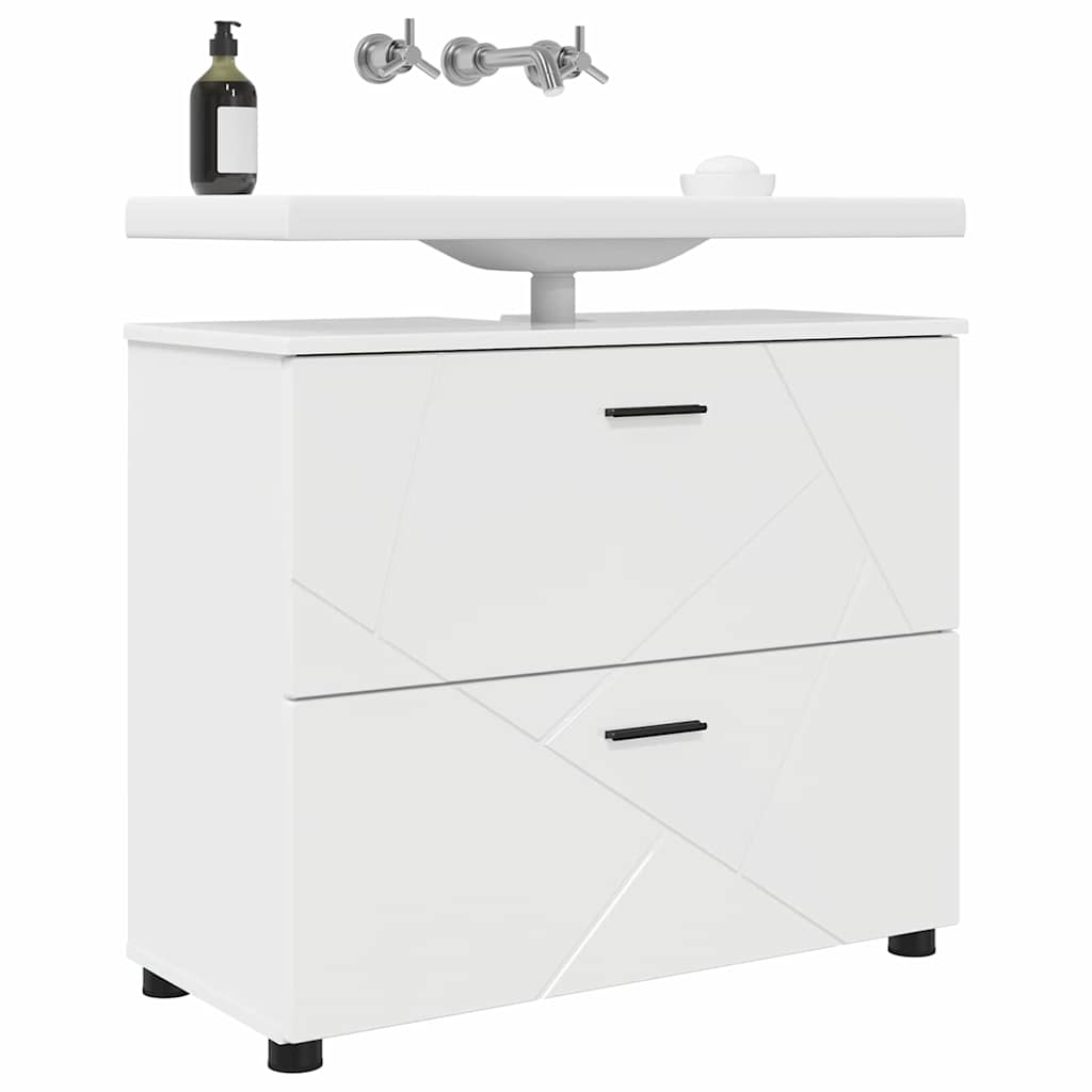 Badeværelsesskab med skuffe Høj gloss hvid 76,5 x 35 x 64 cm