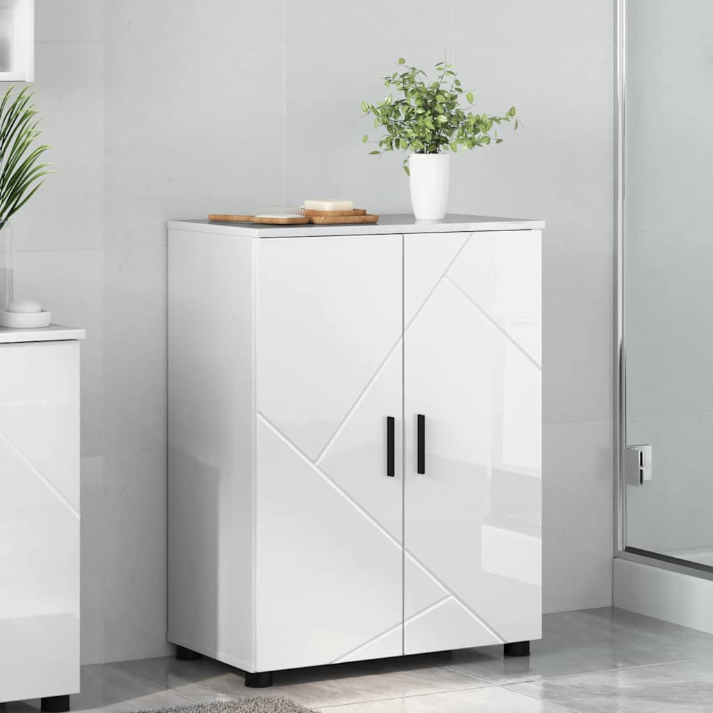 Badeværelsesskab med opbevaring Høj gloss hvid 60 x 35 x 80 cm