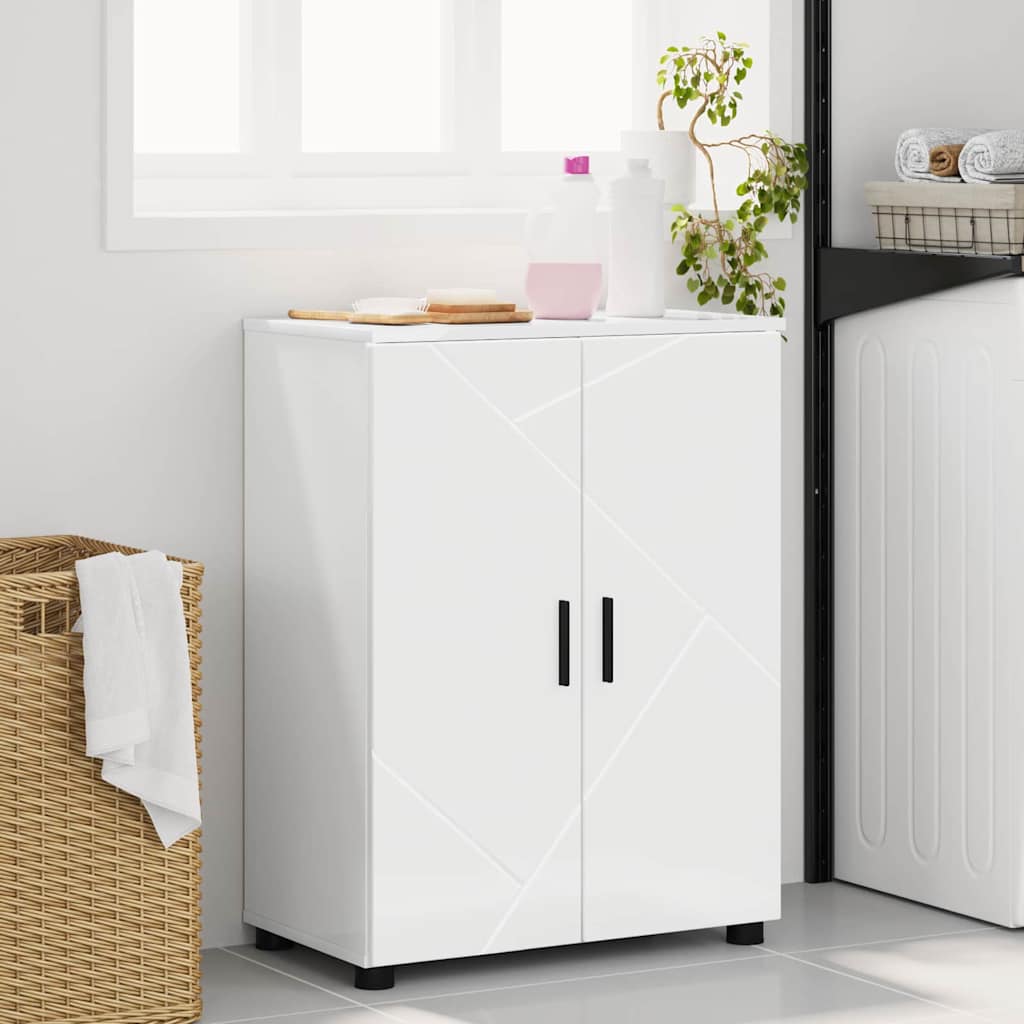 Badeværelsesskab med opbevaring Høj gloss hvid 60 x 35 x 80 cm