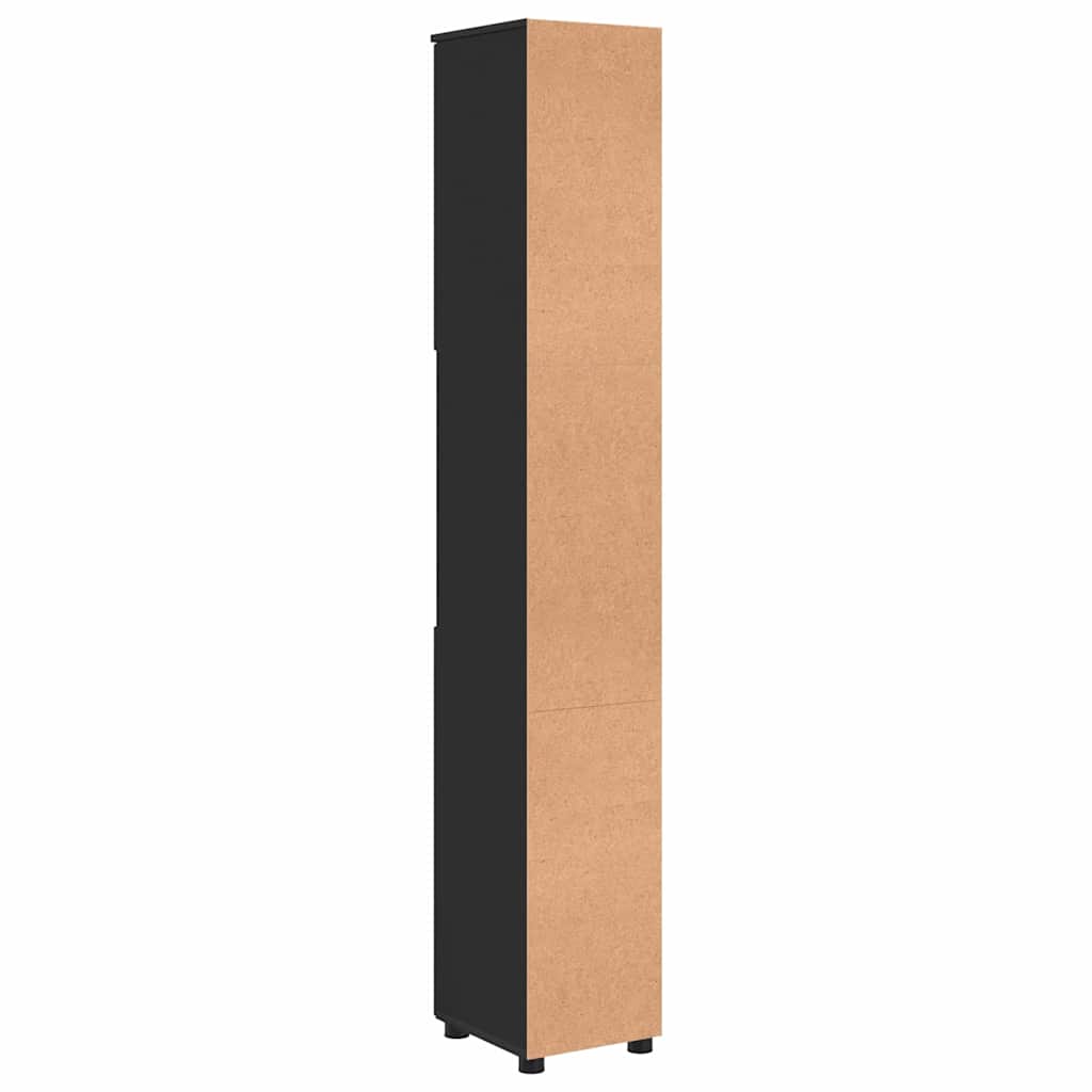 Badeværelsesskab Sort 30 x 35 x 192 cm Konstrueret træ & Metal