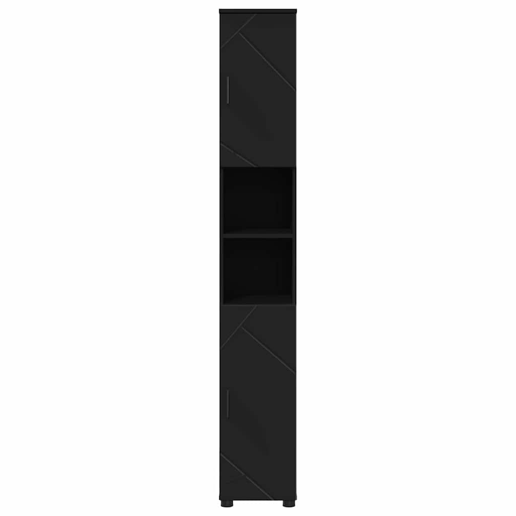 Badeværelsesskab Sort 30 x 35 x 192 cm Konstrueret træ & Metal