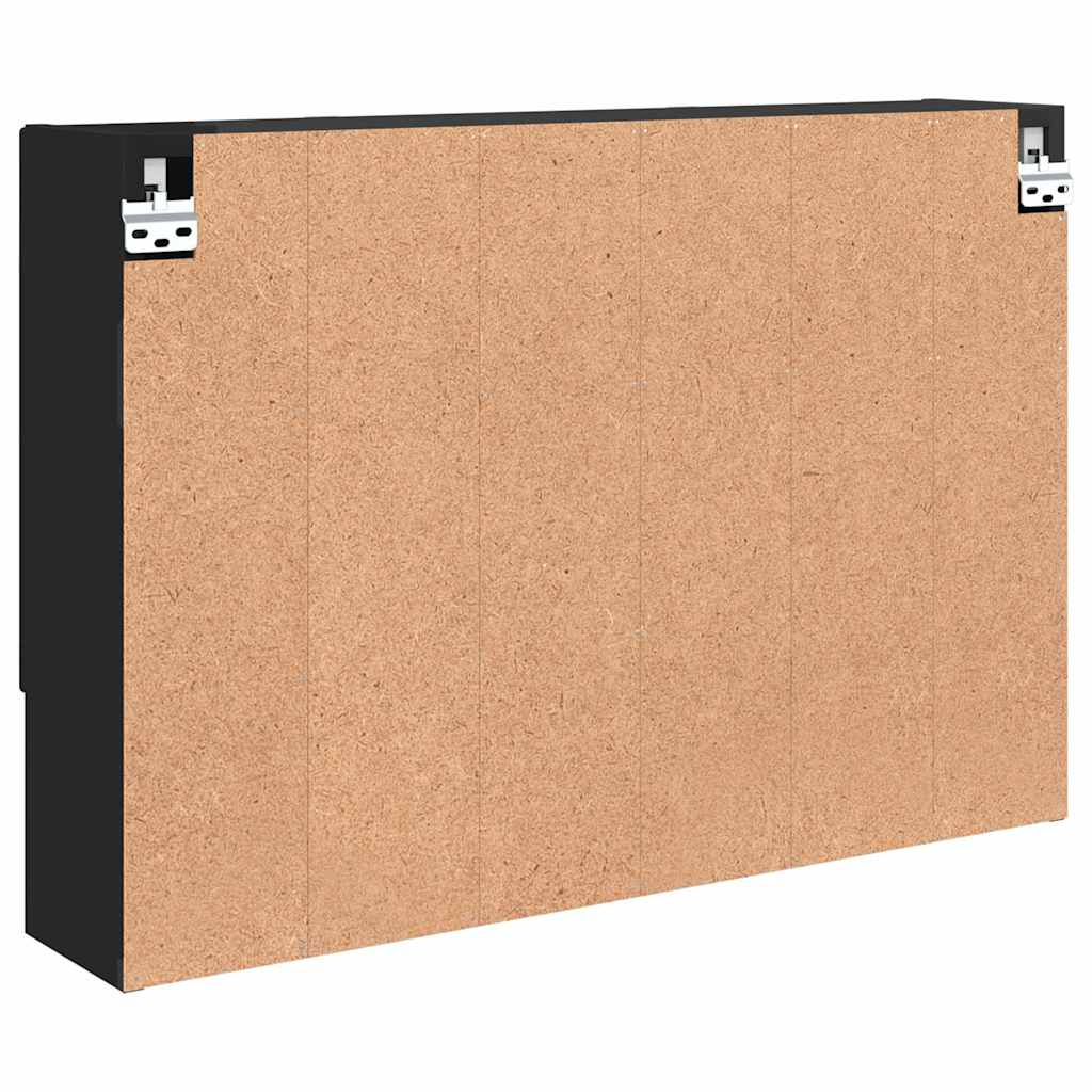 Spejlskab Vægmonteret Sort 80 x 17 x 55 cm Konstrueret træ