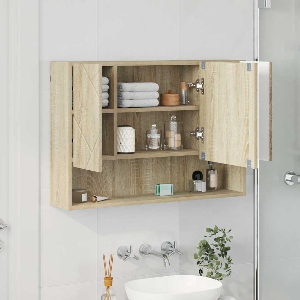 Spejlskab Vægmonteret Sonoma eg 80 x 17 x 55 cm Konstrueret træ