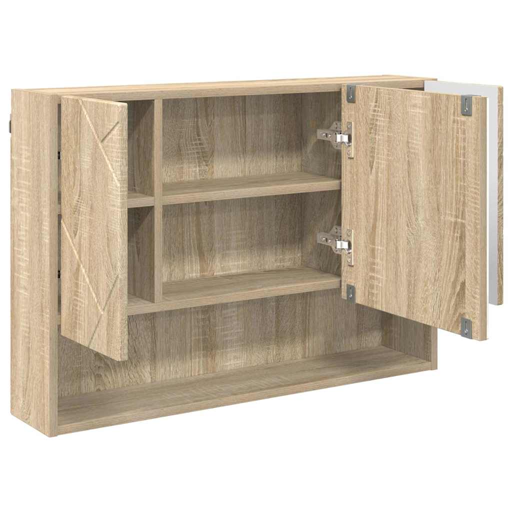 Spejlskab Vægmonteret Sonoma eg 80 x 17 x 55 cm Konstrueret træ