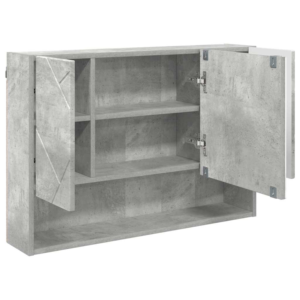 Spejlskab Vægmonteret Beton Grå 80 x 17 x 55 cm Konstrueret træ
