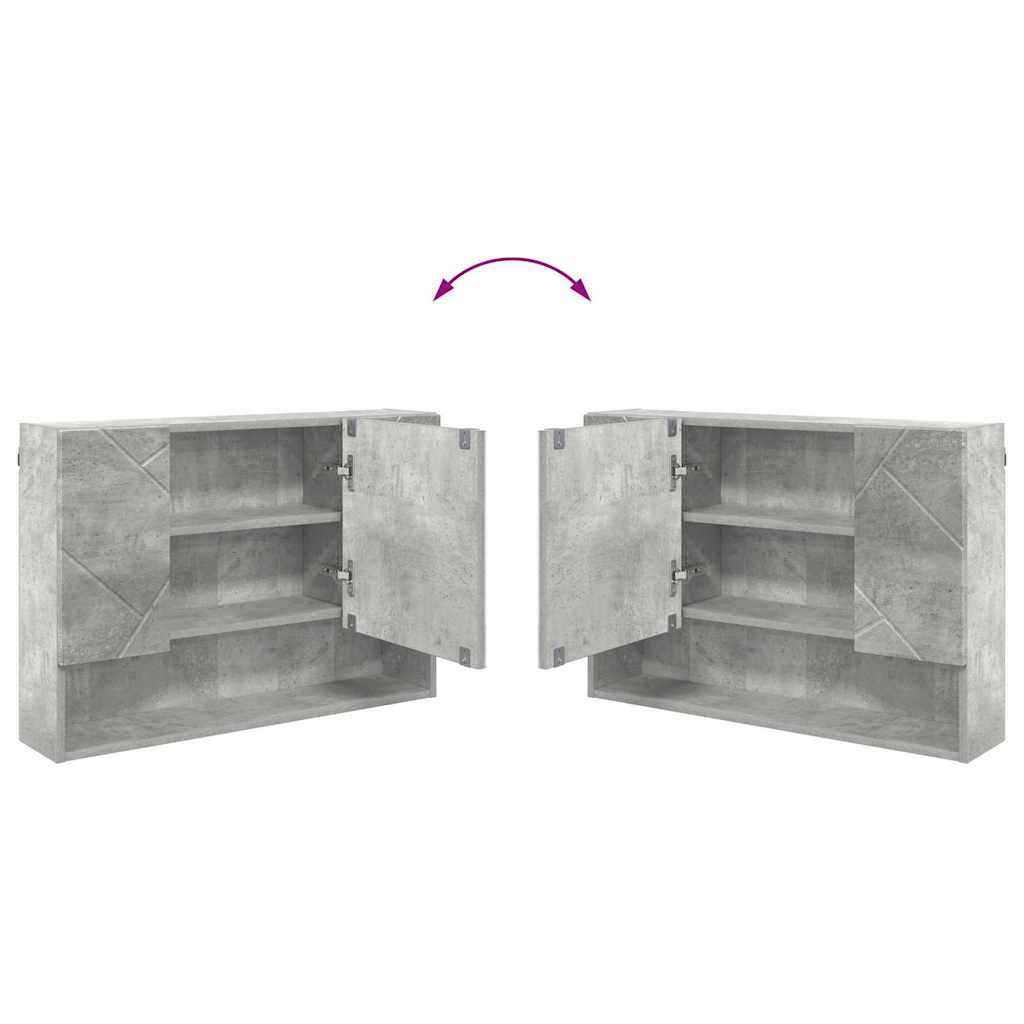 Spejlskab Vægmonteret Beton Grå 80 x 17 x 55 cm Konstrueret træ