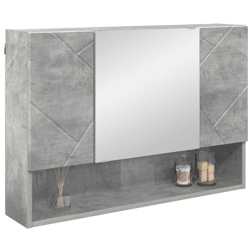 Spejlskab Vægmonteret Beton Grå 80 x 17 x 55 cm Konstrueret træ