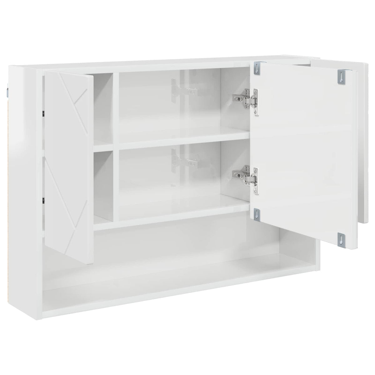 Spejlskab Høj gloss hvid 80 x 17 x 55 cm Konstrueret træ