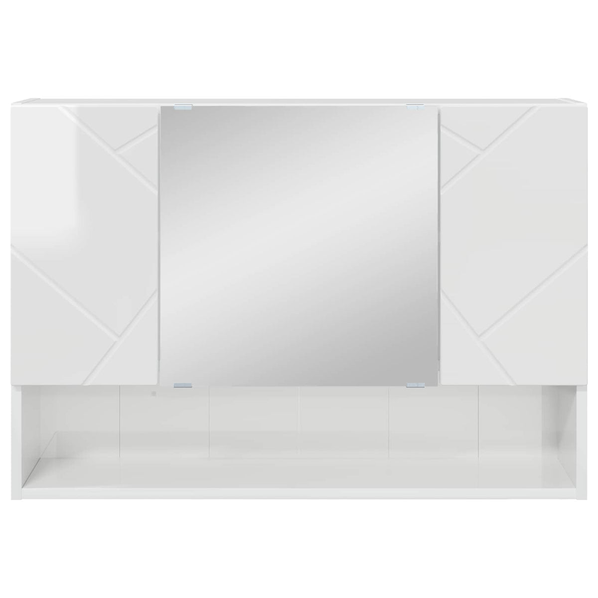 Spejlskab Høj gloss hvid 80 x 17 x 55 cm Konstrueret træ