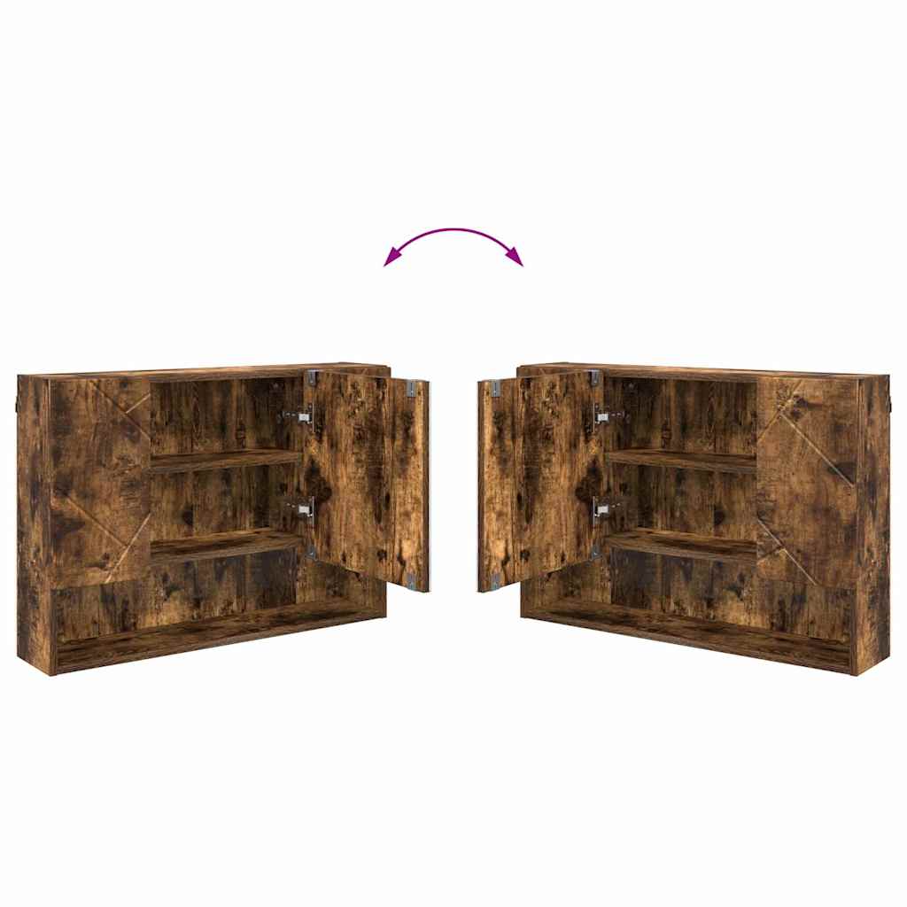 Spejlskab Vægmonteret Røget eg 80 x 17 x 55 cm Konstrueret træ
