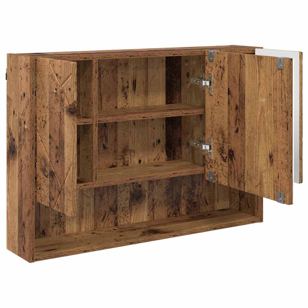 Spejlskab med dør Gammelt træ 80 x 17 x 55 cm Konstrueret træ