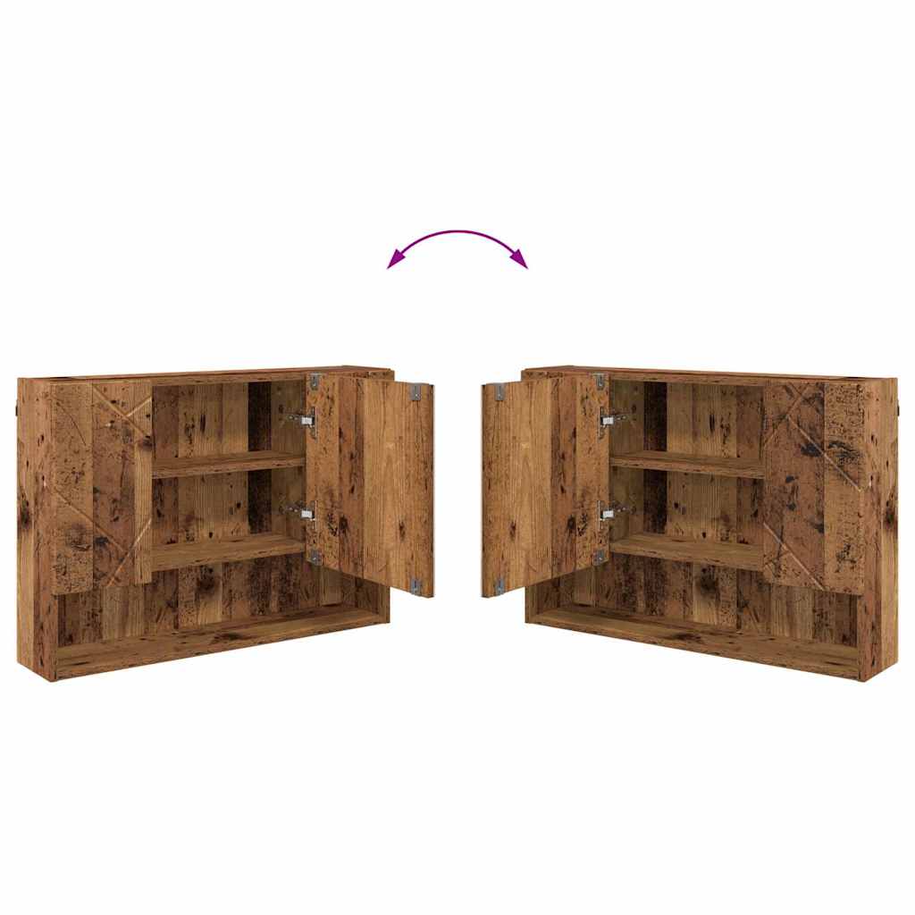 Spejlskab med dør Gammelt træ 80 x 17 x 55 cm Konstrueret træ