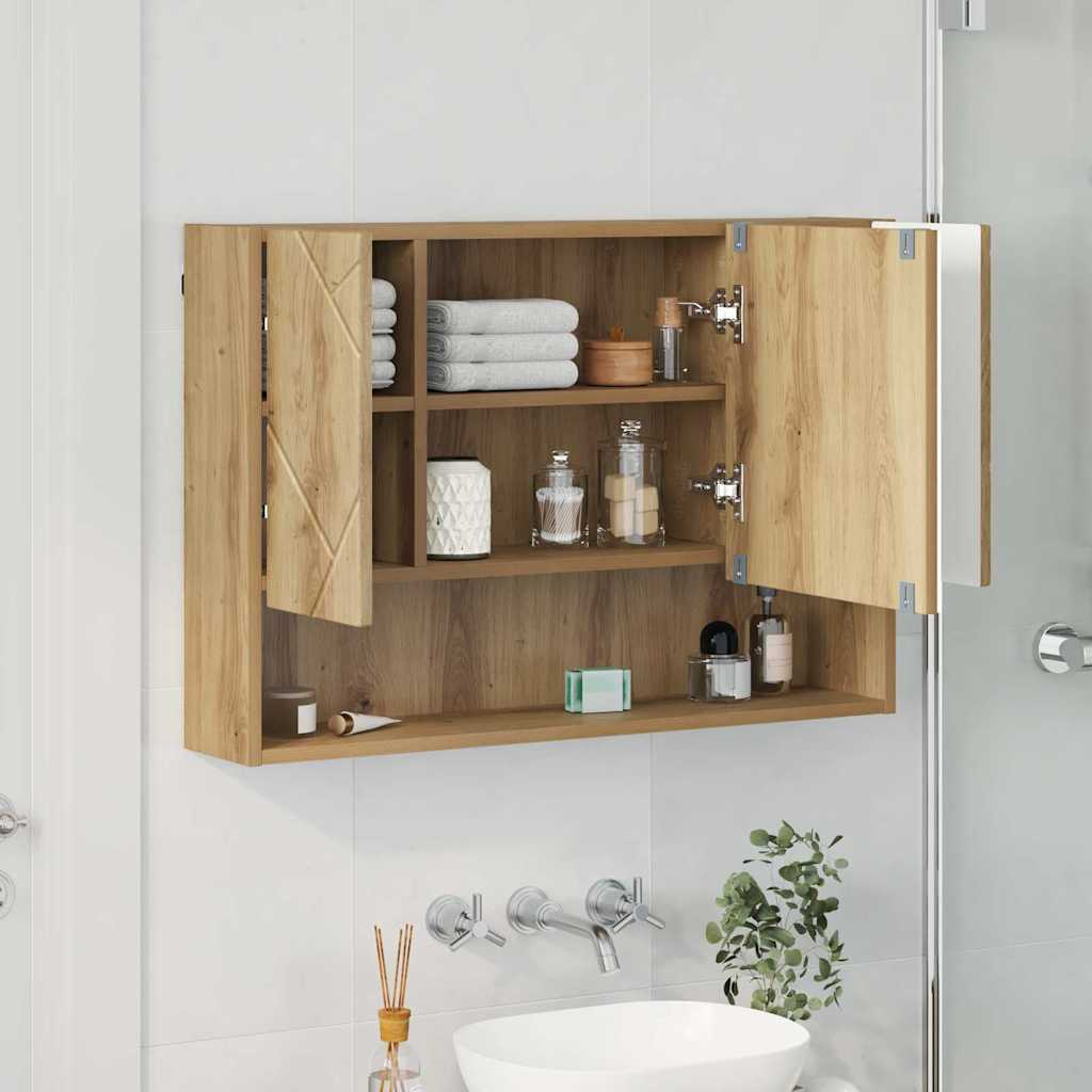 Spejlskab Artisan Egetræ 80 x 17 x 55 cm Konstrueret træ
