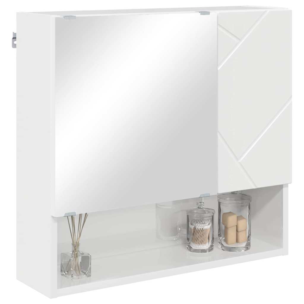 Spejlskab Høj gloss hvid 59 x 17 x 55 cm Konstrueret træ