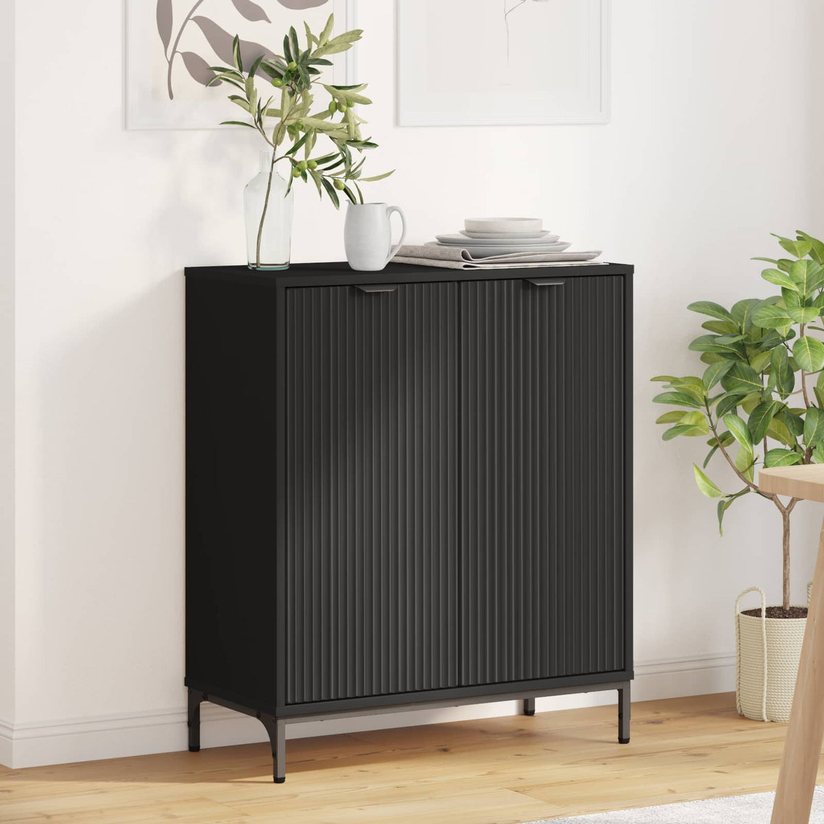 Sideboard Sort 69,5 x 33 x 82 cm Konstrueret træ