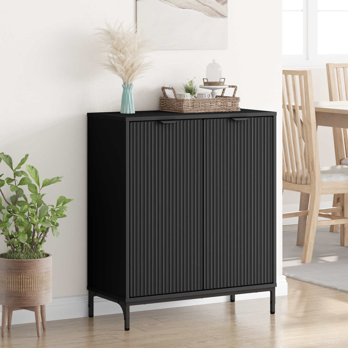 Sideboard Sort 69,5 x 33 x 82 cm Konstrueret træ