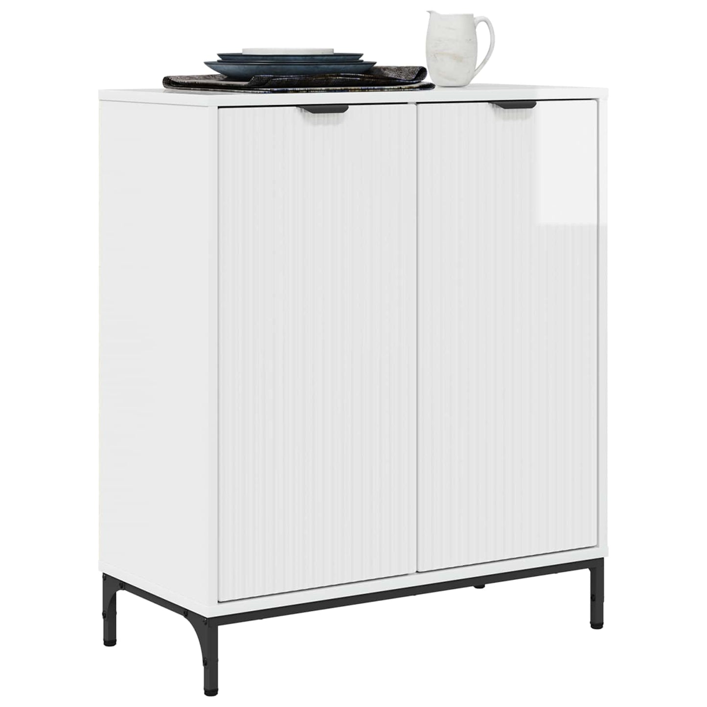 Sideboard Høj gloss hvid 69,5 x 33 x 82 cm Konstrueret træ