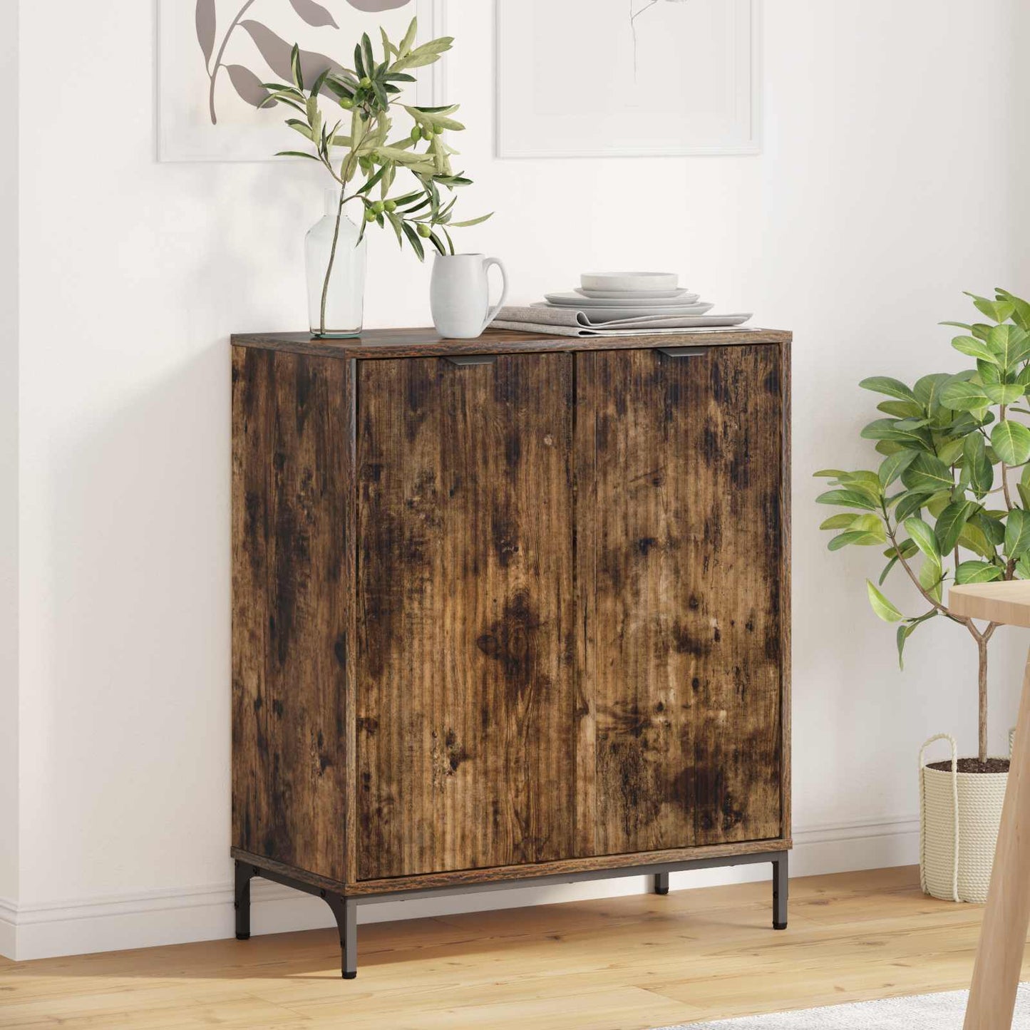Sideboard Røget eg 69,5 x 33 x 82 cm Konstrueret træ