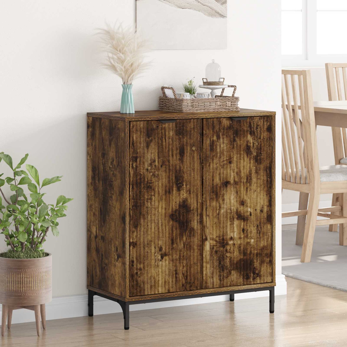 Sideboard Røget eg 69,5 x 33 x 82 cm Konstrueret træ