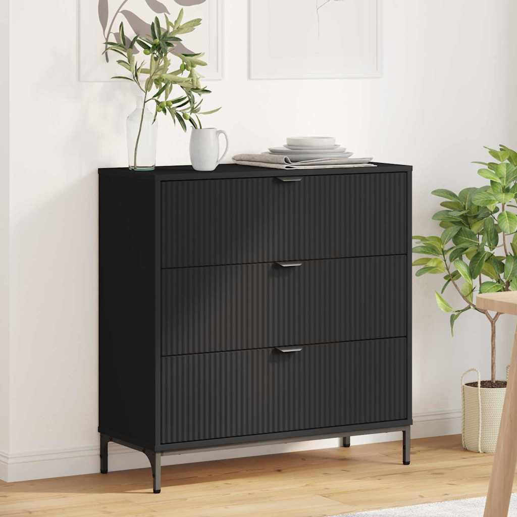Sideboard med skuffe Sort 79,5 x 33 x 82 cm Konstrueret træ
