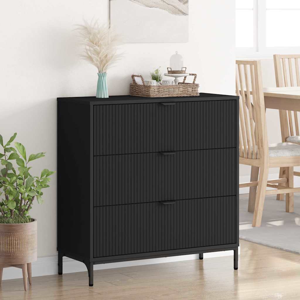 Sideboard med skuffe Sort 79,5 x 33 x 82 cm Konstrueret træ