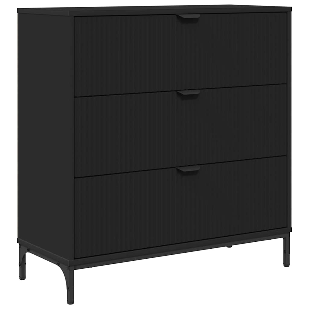 Sideboard med skuffe Sort 79,5 x 33 x 82 cm Konstrueret træ