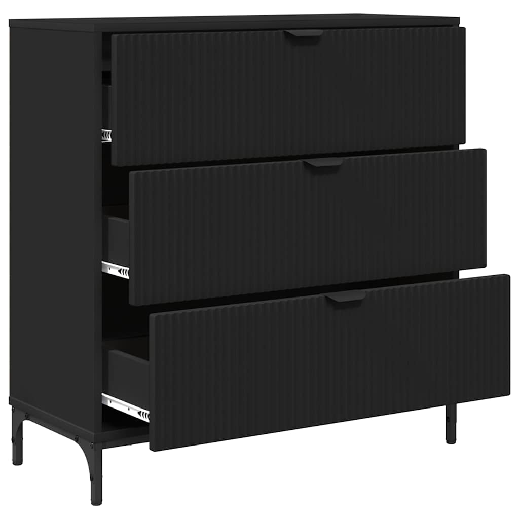 Sideboard med skuffe Sort 79,5 x 33 x 82 cm Konstrueret træ