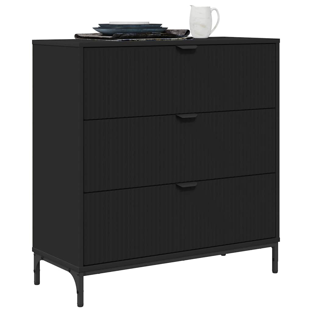 Sideboard med skuffe Sort 79,5 x 33 x 82 cm Konstrueret træ