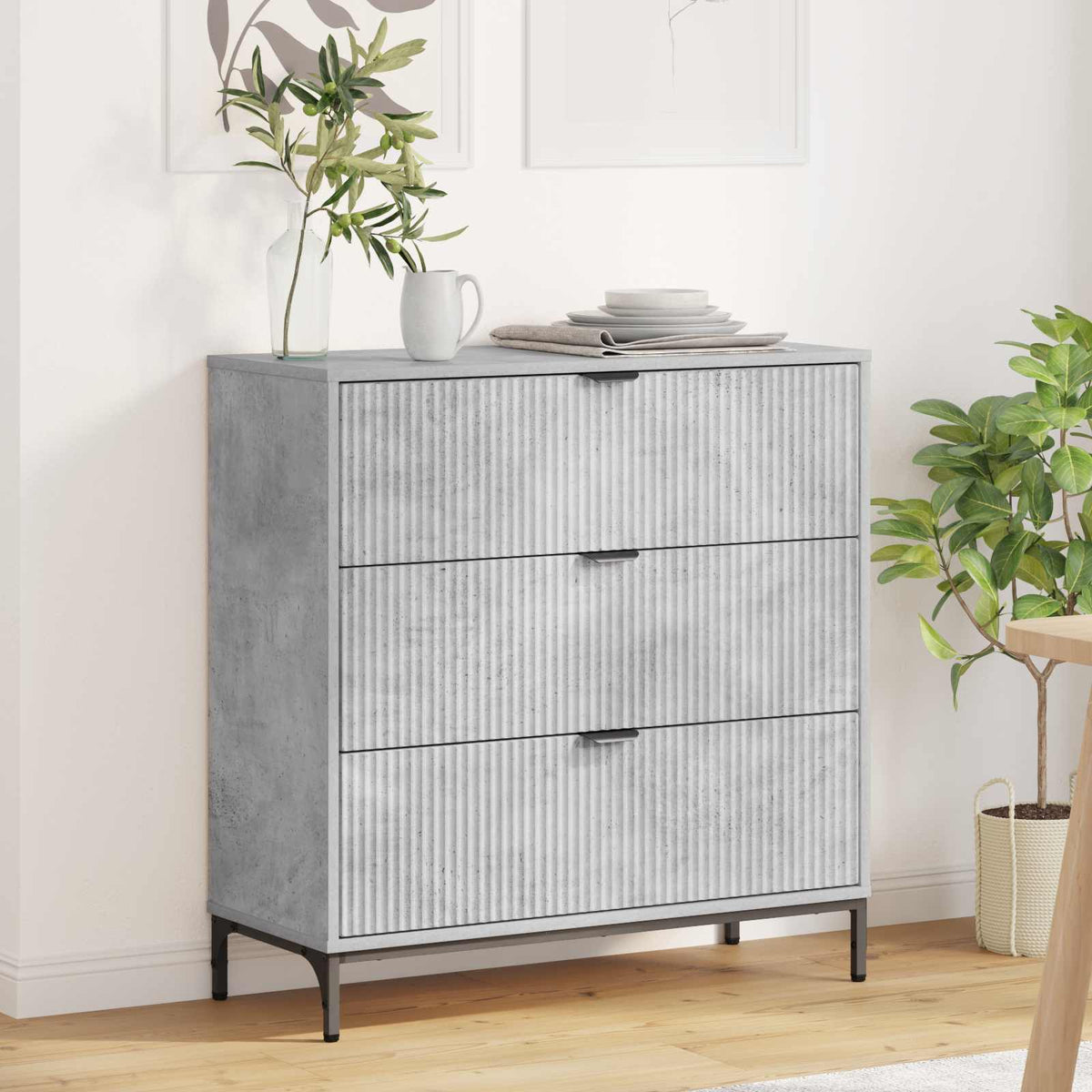 Sideboard Beton Grå 79,5 x 33 x 82 cm Konstrueret træ